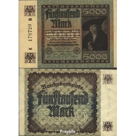 Prophila Collection Banknote German Reich RosbgNr: 80a, Watermark Hook Stars Mint 1922 5000 Mark (Banknotes for Collectors - No Payment Method)