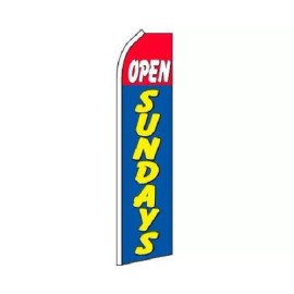 Open Sundays (Red & Blue) King Size Swooper Flag (Hardware Not Included)
