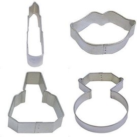 Girly Set Cookie Cutters 4 pc. Nail Polish Lipstick Lips Ring Makeup Spa Salon