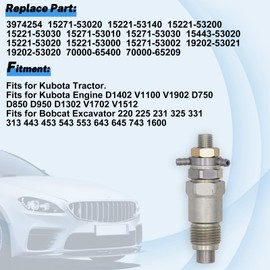 ZDKK 4Pcs Fuel Injector 3974254 for Bobcat 743 643 645 225 231 with Kubota Engine for Kubota Engine D1402 V1100 V1902 D750 D850 D950 D1302 V1702 V1512 3974254,15271-53020,15221-53140