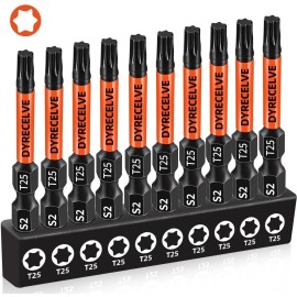 Star 10-Pack T25 Torx Bits for Impact Driver- Torx Bit Set 2'' Long, Profession Star