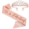 BRT Bearingshui 58th Birthday Sash and Tiara for Woman, Rose