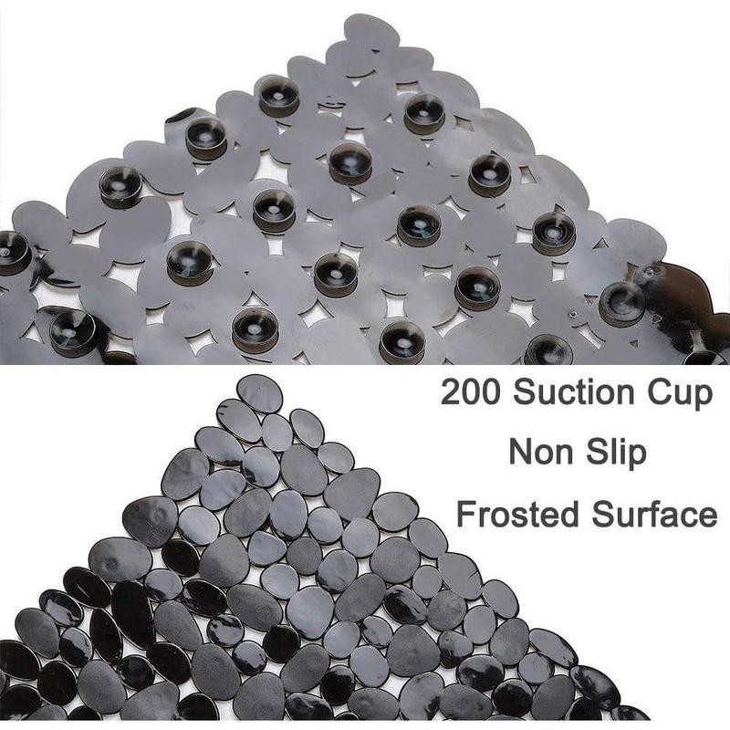 Non-Slip Pebble Bathtub Mat Black 16 W x 35 L