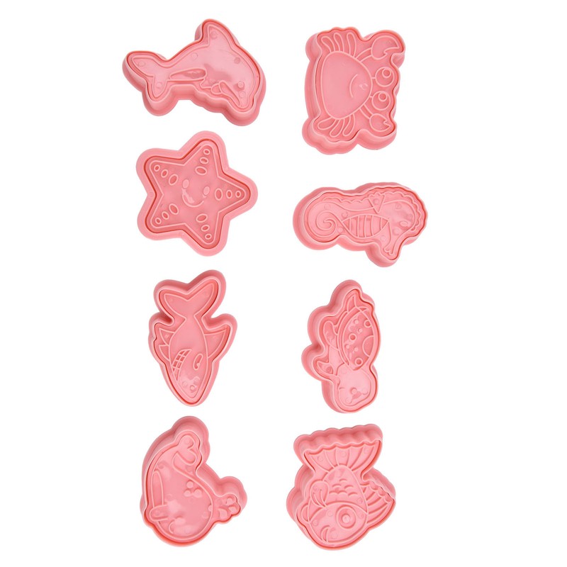 Plastic Cookie Cutters Sea Animal Pattern 3D Cartoon Baking Pressable