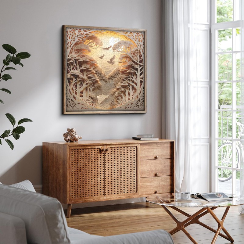 Forest Sunset Puzzles for Adults 1000 Pieces, Difficult Challenge Tree