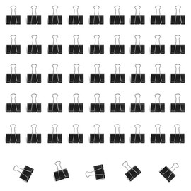 50pcs Black Double Clips Beans 15mm Black Paper Clips for Document Organizing Paper Work Office Home Stationery