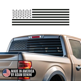 USA Flag Decal for Any Pick-up Track – Made in USA, Weatherproof Matte Black American Flag Truck Back Window Vinyl Decal – Durable Truck Decals for All Trucks, Easy to Apply (Color: Matte Black)