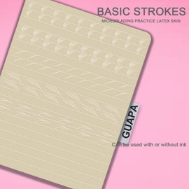 3pcs Double Sided Inkless Practice Skin Tattoo Fake Skin Sheets Microblading Hair Strokes Practice Latex Eyebrow Tattoo Practice Skins (Pre-printed Hair Strokes)