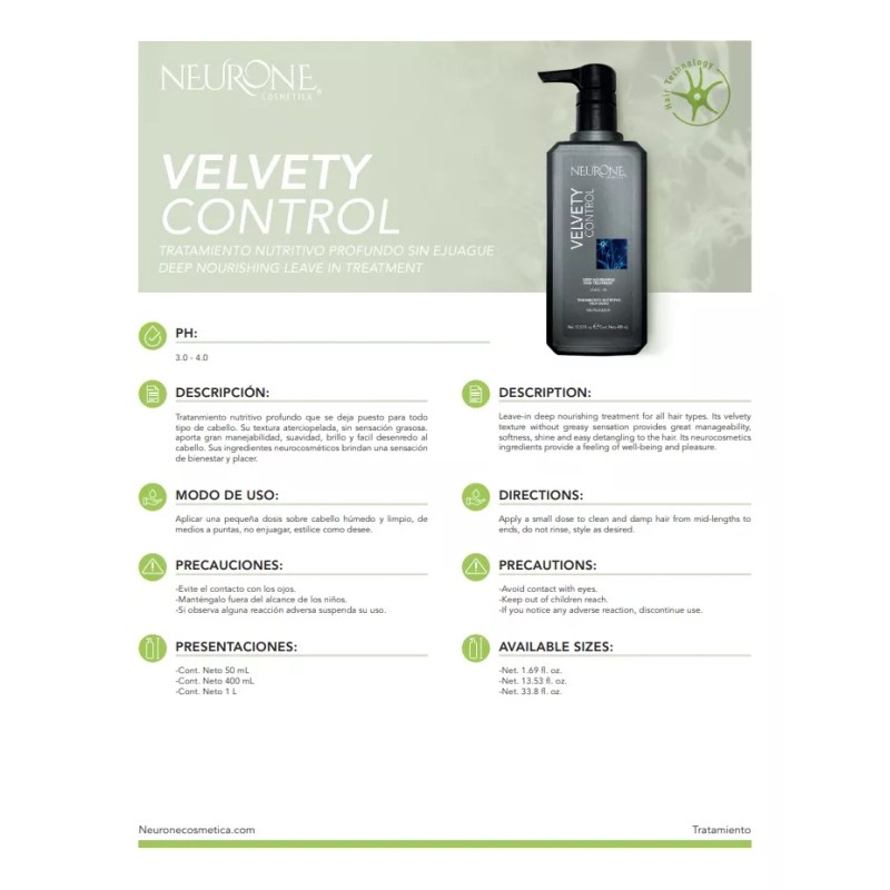 Neurone Velvety Control Leave In 400ml Tratamiento Profundo