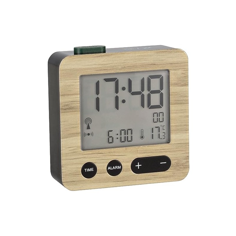 TFA Dostmann 60.2545 Digital Radio Alarm Clock Wood Effect