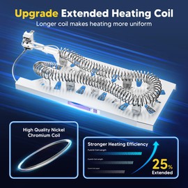 UPGRADE 3387747 WP3387747 Dryer Heating Element Replacement for Whirlpool Cabrio Kenmore He2 Kenmore Elite He3 Maytag Dryers GEW9250PW0 GEQ9800PW1, Replaces WD05X30818 GEQ9800PW2 GEQ9800PW1 MEDB835DW4