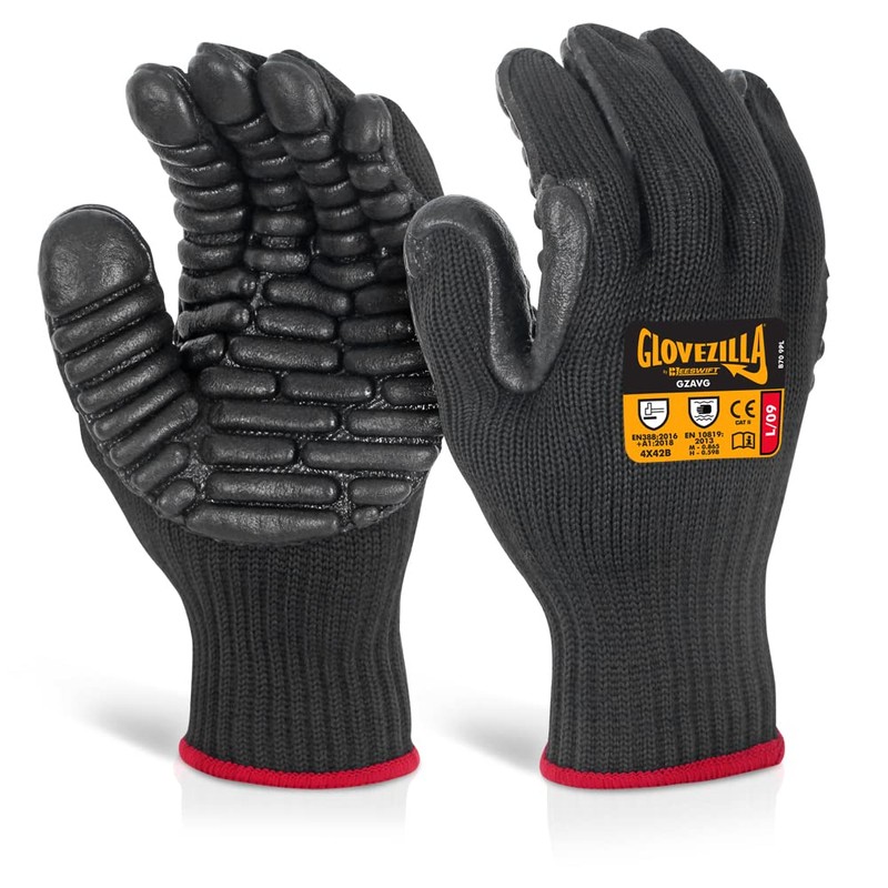 GLOVEZILLA ANTI-VIBRATION GLOVE BLACK XL