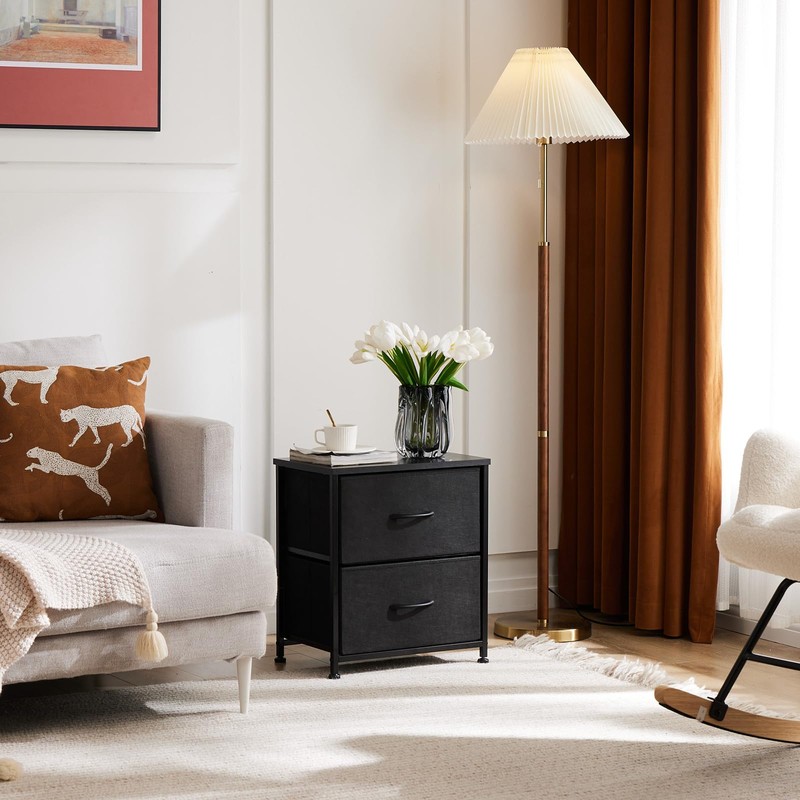 DUMOS Night Stand Small Dresser for Bedroom with 2 Drawers,