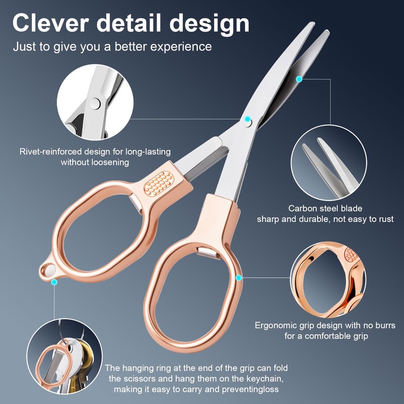 2 Pcs Folding Stainless Steel Portable Mini Small Travel Scissors,