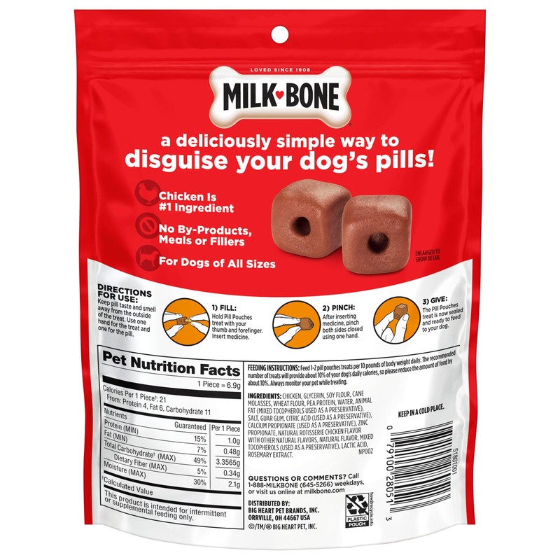Milk-Bone Pill Pouches Dog Treats with Real Chicken, 30 Count