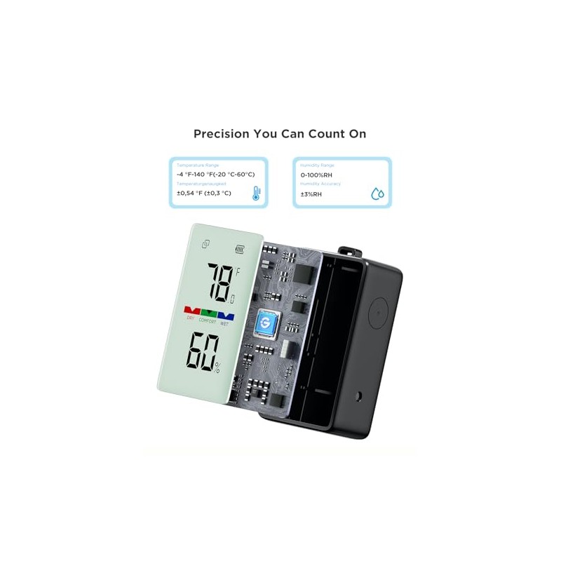 GoveeLife 2-in-1 Indoor Outdoor Thermometer Hygrometer IP65 Waterproof, Digital Display,