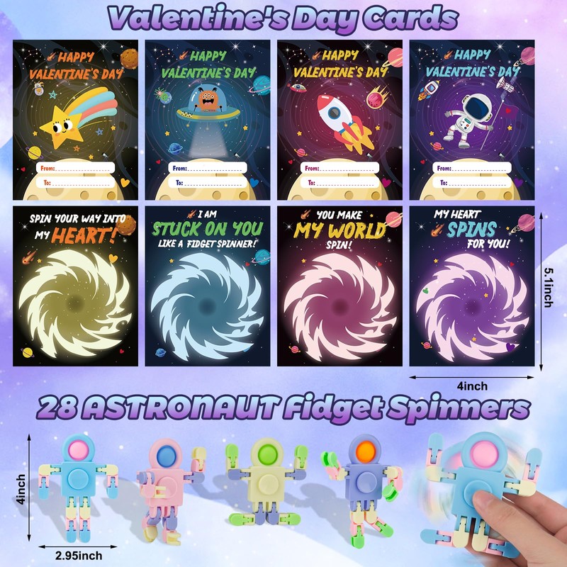 AUUGUU 28PCS Valentines Cards for Kids School with Wacky Tracks