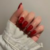 SXVME Uñas Postizas Rojo Vino, Uñas Postizas Cortas Ovaladas Redondas