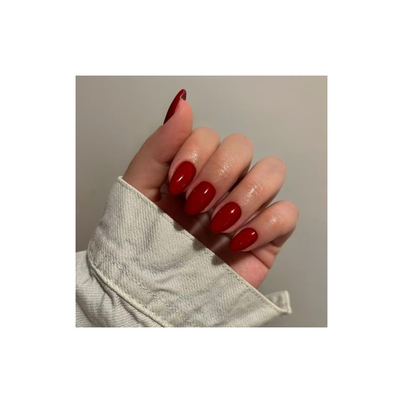 SXVME Uñas Postizas Rojo Vino, Uñas Postizas Cortas Ovaladas Redondas