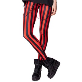 Sister Amy Girl Black/Red Contrast Color Digital Printted Ankle Elastic Tights Legging