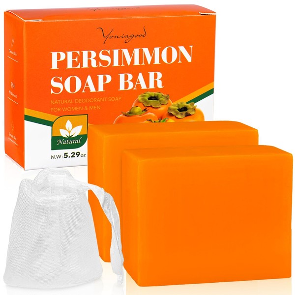 yoniagood 2 PCS Persimmon Soap Bar for Old People Smell,Natural