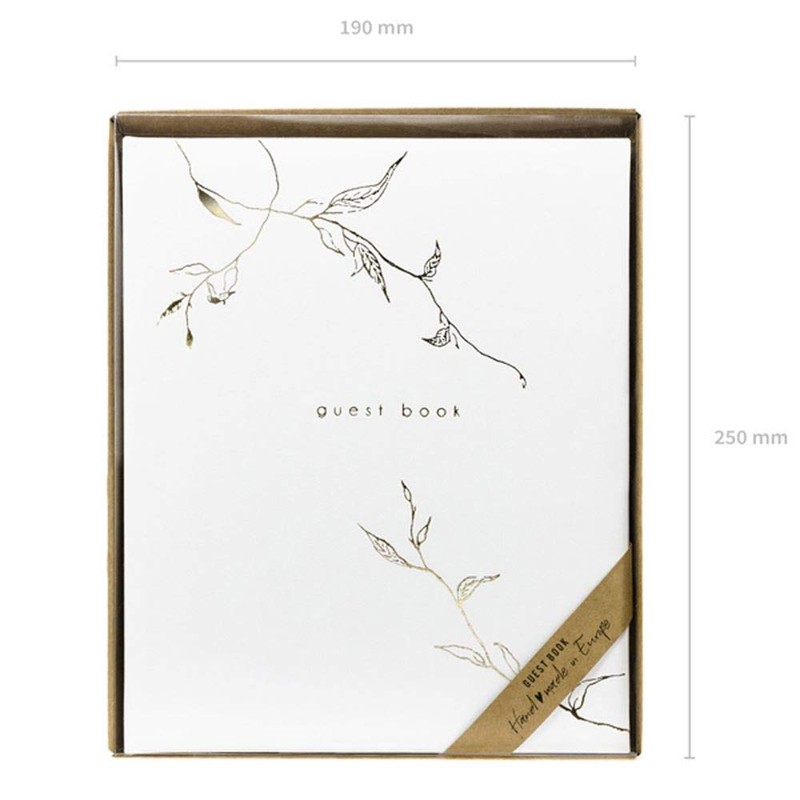 Luck and Luck White Guest Book Gold Branches 20 x