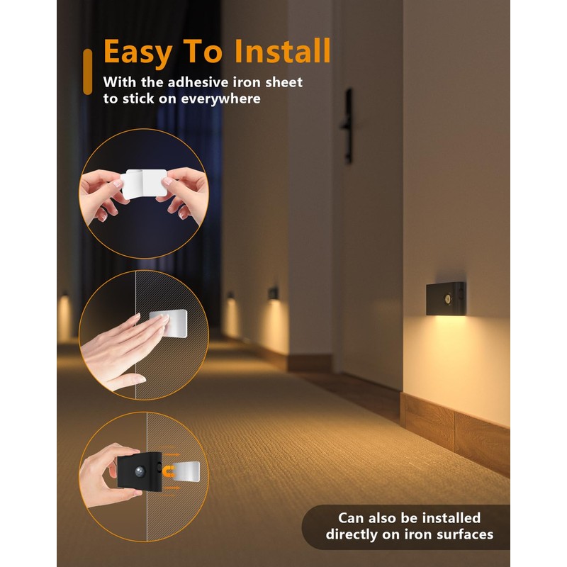 WILLED Rechargeable Night Light, Wireless Stair Lights Indoor, Warm White