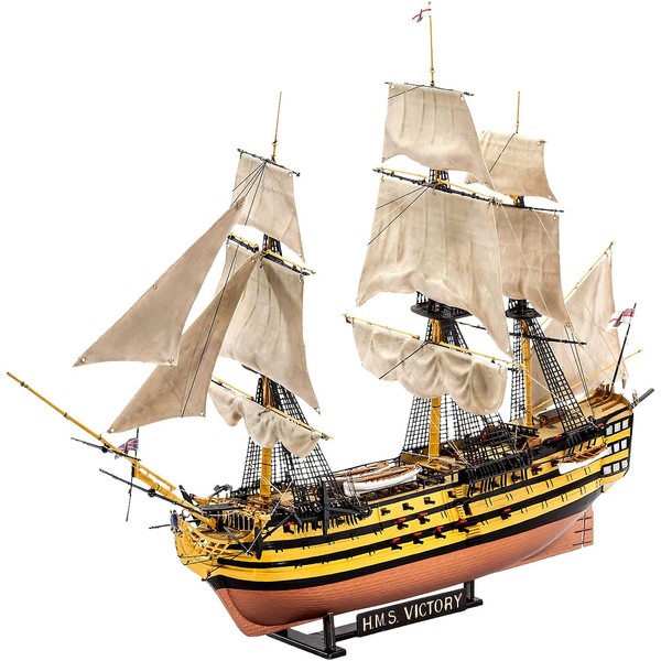 Revell, 05767 Model Ship 1:225 "Battle of Trafalgar" Gift Set, Level 4, True to the Original with Many Details, HMS Victory Sailing Boat with Basic and Poster Accessories