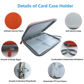 AULLOV Card Case Compatible for Yoto Card Case Holder, Soft Portable Card Folder with Zipper & 80 Pockets Card Binder for Yoto Cards (Orange)