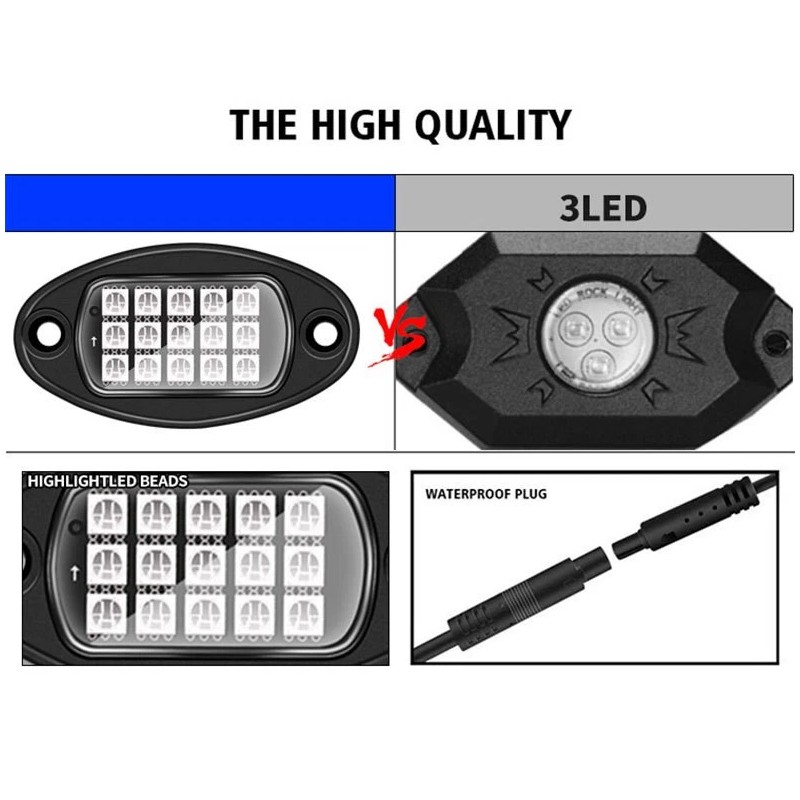 usparts888 8Pods RGB LED Rock Light Kit Underglow Wheel Light