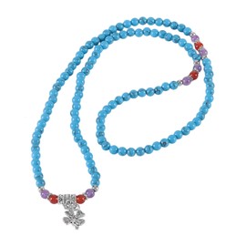 KYEYGWO Clover Crystal Beads Bracelet for Unisex, Buddhist Necklaces, Chakra Bracelets, Gemstone Wrap Bracelet, Lucky Charm, Pearl Necklaces, Blessing Jewellery, Blue Howlite Turquoise amethyst