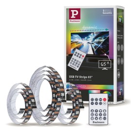 Paulmann 78881 LED Stripe USB TV Lighting 65 Inch 2.4 m 60LEDs/m Dynamic Rainbow RGB Including 1 x 4 Watt Dimmable Light Strip Black Plastic