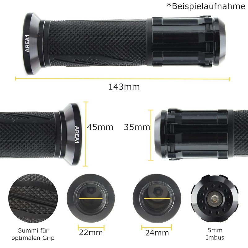 Area1 Universal Motorcycle Scooter Handlebar Grips Grip Rubbers Pack of