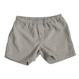 Linoto Men's 100% Linen Boxer Shorts, Warm Gray, Elastic Waistband, Medium