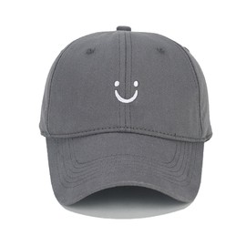 Umeepar Smile Face Baseball Cap for Women Men Adjustable Low Profile Unstructured Cotton Dad Hat (US, Alpha, One Size, Grey)