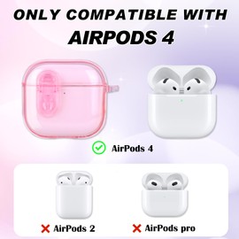 Newseego For Airpods 4 Case, Transparent Case with Lock, Soft TPU Protective Case with Carabiner and Cute Flower Pendant, Full Protection, Shockproof, Thin, Cute, Compatible with AirPods 4th