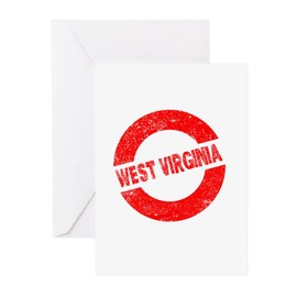 CafePress Rubber Ink Stamp West Virginia Greeting Cards Greeting Card (20-pack), Note Card with Blank Inside, Birthday Card Glossy