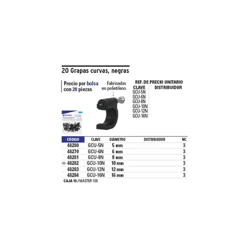 Grapa Cable Coaxial 6 Mm 20 Pz Negra Voltech 48270