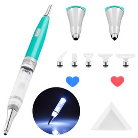 benote Original Diamond Art Painting Pen Lighted Drill Pen 2.0 Metal Sticky Pen Tips, Diamond and Painting Accessories with Multi Replacement Pen Heads and Wax - B7 Turquoise