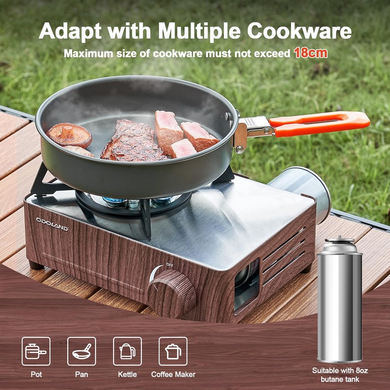 Odoland 7500BTU Camping Butane Stove with Compact Carry Case, CSA