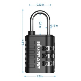 GIVERARE 8 Pack Combination Lock, 3-Digit Padlock Keyless, Resettable Luggage Locks for Backpack, Gym & School & Employee Locker, Weatherproof Travel Lock for Fence, Backyard Gate, Hasp, Case-Black