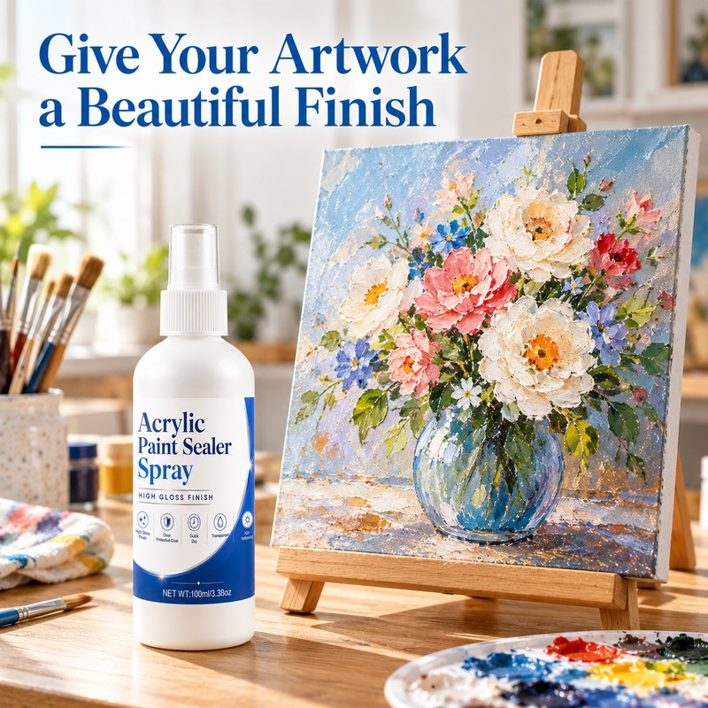 Acrylic Paint Sealer Spray for Artwork Protection – Clear High-Gloss