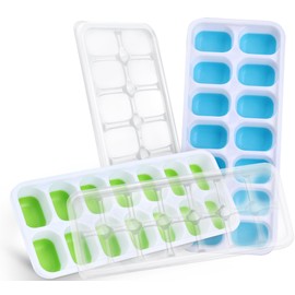 Ice Cube Trays for Freezer, Furnsii 2 Pack Stackable Ice Cube Tray With Lid, Easy-Release Flexible 56-Cube Silicone Ice Trays for Baby Food, Cocktail, Coffee