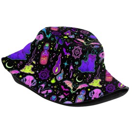 Mushroom Rave Bucket Hat Packable Fashion Style Unisex Sun Cap Purple Summer Beach Outdoor Fishing Party Outfit Fisherman Hat for Women Men