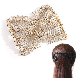 SMT Magic Hair Clip Bij Twin Comb Double Comb Twin Comb Hair Closure Hair Arrangement Magic Comb Comb Hair Comb Beads Hair Accessories (Silver)