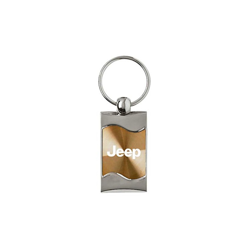 Au-TOMOTIVE GOLD Rectangular Wave Key Ring for Jeep (Gold)