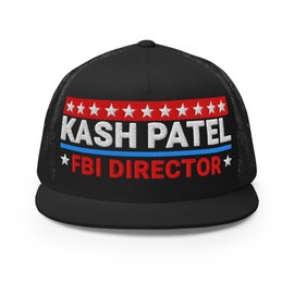 Trump MAGA Supporter Embroidered Trucker Cap, Kash Patel FBI Director Black