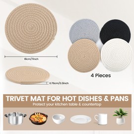 Trivets for Hot Dishes, Hot Pots and Pans, Potholders Kitchen Essentials, Kitchen Decor for Table & Countertop,4 Pcs