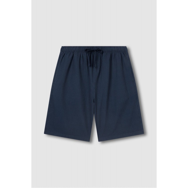 JAJU [JAJU] Men's Cotton Seersucker 5-Length Lounge Pants_Dark Navy