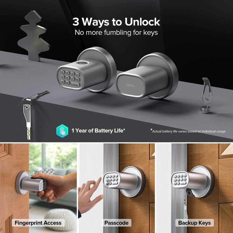 ThorBolt Keyless Entry Door Lock, Fingerprint Door Lock with Keypad